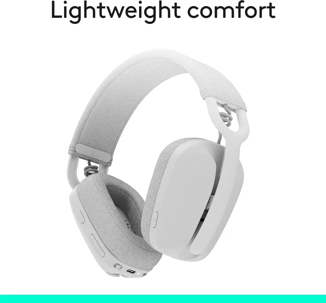 Alt view image 3 of 10 - Logitech Zone Vibe 100 Lightweight Wireless Over Ear Headphones with Noise Canceling Microphone, Advanced Multipoint Bluetooth Headset, Works with Teams, Google Meet, Zoom, Mac/PC - Off White