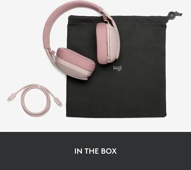 Alt view image 10 of 10 - Logitech Zone Vibe 100 Lightweight Wireless Over Ear Headphones with Noise Canceling Microphone, Advanced Multipoint Bluetooth Headset, Works with Teams, Google Meet, Zoom, Mac/PC - Rose
