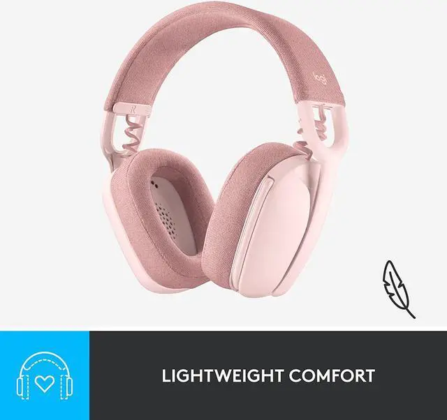 Alt view image 8 of 10 - Logitech Zone Vibe 100 Lightweight Wireless Over Ear Headphones with Noise Canceling Microphone, Advanced Multipoint Bluetooth Headset, Works with Teams, Google Meet, Zoom, Mac/PC - Rose