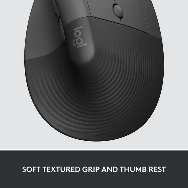 Alt view image 4 of 10 - Logitech Lift for Business, Vertical Ergonomic Mouse, Wireless, Bluetooth or Secured Logi Bolt USB, Quiet clicks, Globally Certified, Windows/Mac/Chrome/Linux