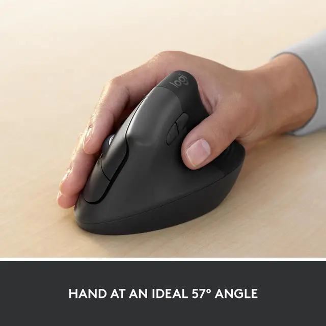 Alt view image 5 of 10 - Logitech Lift for Business, Vertical Ergonomic Mouse, Wireless, Bluetooth or Secured Logi Bolt USB, Quiet clicks, Globally Certified, Windows/Mac/Chrome/Linux