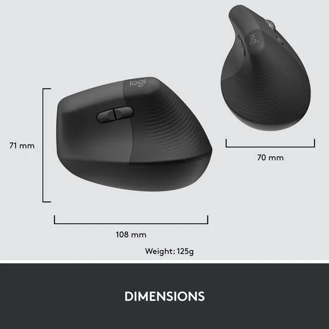 Alt view image 10 of 10 - Logitech Lift for Business, Vertical Ergonomic Mouse, Wireless, Bluetooth or Secured Logi Bolt USB, Quiet clicks, Globally Certified, Windows/Mac/Chrome/Linux