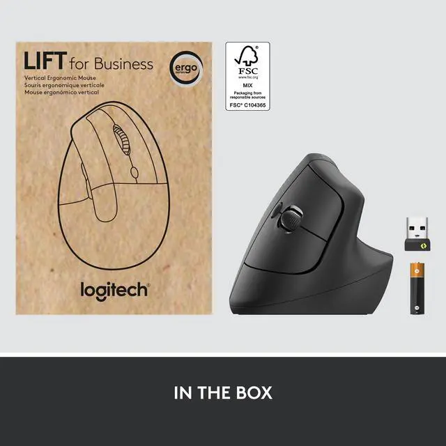 Alt view image 11 of 10 - Logitech Lift for Business, Vertical Ergonomic Mouse, Wireless, Bluetooth or Secured Logi Bolt USB, Quiet clicks, Globally Certified, Windows/Mac/Chrome/Linux
