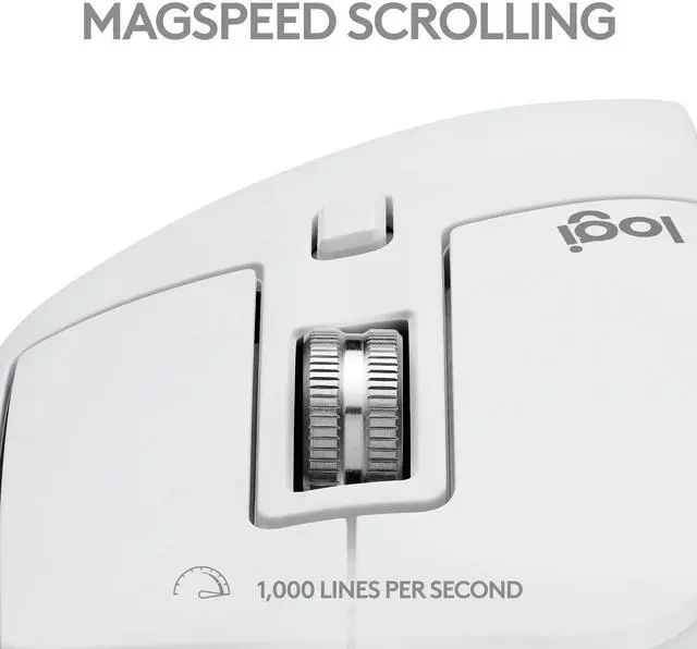 Alt view image 3 of 12 - Logitech MX Master 3S for Mac - Wireless Bluetooth Mouse with Ultra-fast Scrolling, Ergo, 8K DPI, Quiet Clicks, Track on Glass, Customization, USB-C, Apple, iPad