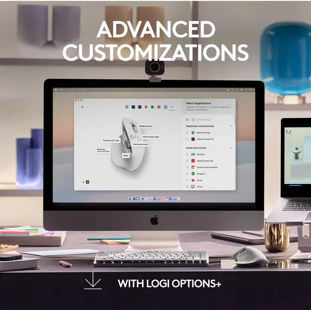 Alt view image 11 of 12 - Logitech MX Master 3S for Mac - Wireless Bluetooth Mouse with Ultra-fast Scrolling, Ergo, 8K DPI, Quiet Clicks, Track on Glass, Customization, USB-C, Apple, iPad