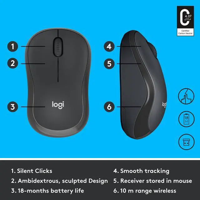 Alt view image 7 of 9 - Logitech M220 Silent Wireless Mouse - 2.4 GHz with USB Receiver - 1000 DPI Optical Tracking 910-006127