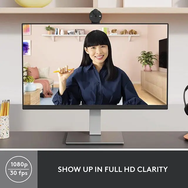 Alt view image 2 of 9 - Logitech Brio 300 Full HD Webcam with Privacy Shutter, Noise Reduction Microphone, USB-C, certified for Zoom, Microsoft Teams, Google Meet, Auto Light Correction, Graphite