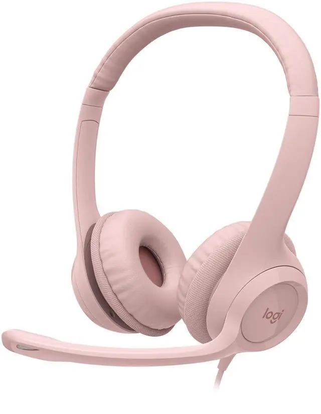 Main image of Logitech H390 Wired Headset for PC/Laptop, Stereo Headphones with Noise Cancelling Microphone, USB-A, In-Line Controls, Rose