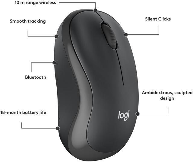 Alt view image 8 of 8 - Logitech M240 Silent Bluetooth Mouse, Wireless, Compact, Portable, Smooth Tracking, 18-Month Battery, for Windows, macOS, ChromeOS, Compatible with PC, Mac, Laptop, Tablets (Graphite)