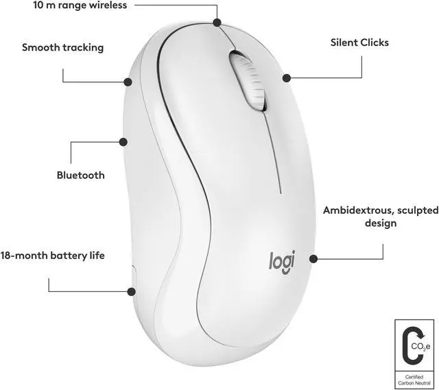 Alt view image 7 of 8 - Logitech M240 Silent Bluetooth Mouse, Wireless, Compact, Portable, Smooth Tracking, 18-Month Battery, for Windows, macOS, ChromeOS, Compatible with PC, Mac, Laptop, Tablets (Off-white)