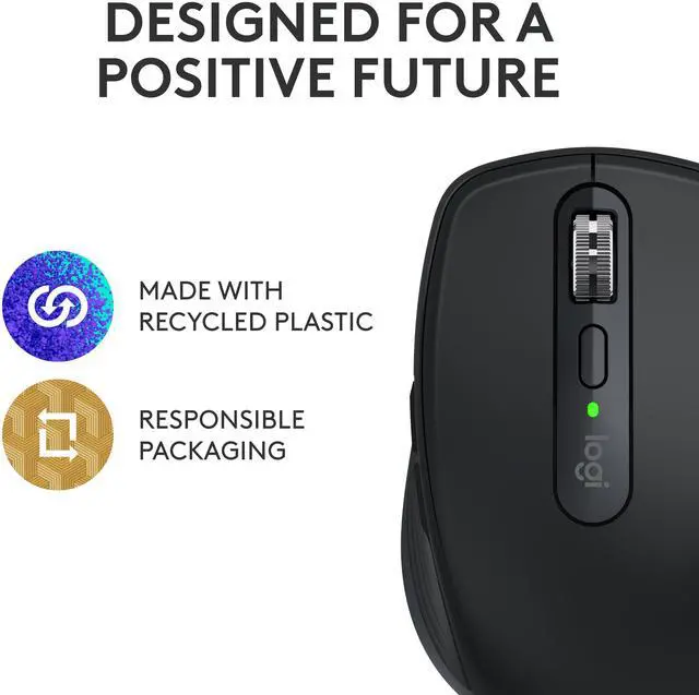 Alt view image 2 of 10 - Logitech MX Anywhere 3S Compact Wireless Mouse, Fast Scrolling, 8K DPI Any-Surface Tracking, Quiet Clicks, Programmable Buttons, USB C, Bluetooth, Windows PC, Linux, Chrome, Mac, Black