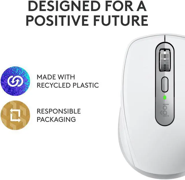 Alt view image 2 of 10 - Logitech MX Anywhere 3S Compact Wireless Mouse, Fast Scrolling, 8K DPI Any-Surface Tracking, Quiet Clicks, Programmable Buttons, USB C, Bluetooth, Windows PC, Linux, Chrome, Mac, Pale Grey