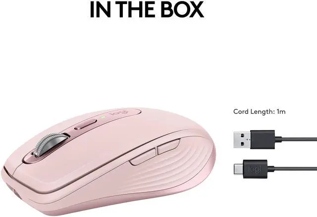 Alt view image 8 of 8 - Logitech MX Anywhere 3S Compact Wireless Mouse, Fast Scrolling, 8K DPI Any-Surface Tracking, Quiet Clicks, Programmable Buttons, USB C, Bluetooth, Windows PC, Linux, Chrome, Mac, Rose
