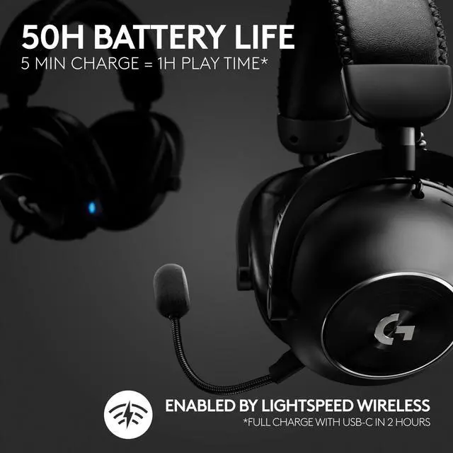 Alt view image 3 of 9 - Logitech G PRO X2 LIGHTSPEED Wireless Gaming Headset, Detachable Boom Mic, 50mm Graphene Drivers, DTS:X Headphone 2.0—7.1 Surround, Bluetooth/USB/3.5mm Aux, for PC, PS5, PS4, Nintendo Switch - Black