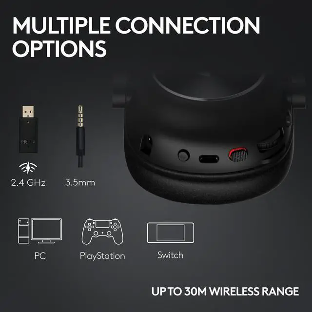 Alt view image 5 of 9 - Logitech G PRO X2 LIGHTSPEED Wireless Gaming Headset, Detachable Boom Mic, 50mm Graphene Drivers, DTS:X Headphone 2.0—7.1 Surround, Bluetooth/USB/3.5mm Aux, for PC, PS5, PS4, Nintendo Switch - White