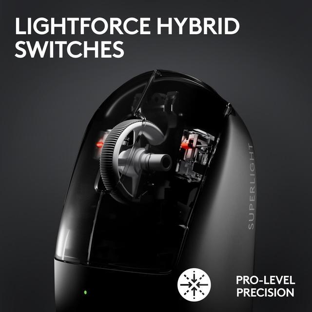 Alt view image 3 of 10 - Logitech G PRO X Superlight 2 Lightspeed Wireless Gaming Mouse, Lightweight, LIGHTFORCE Hybrid Switches, Hero 2 Sensor, 32,000 DPI, 5 Programmable Buttons, USB-C Charging, PC & Mac - White