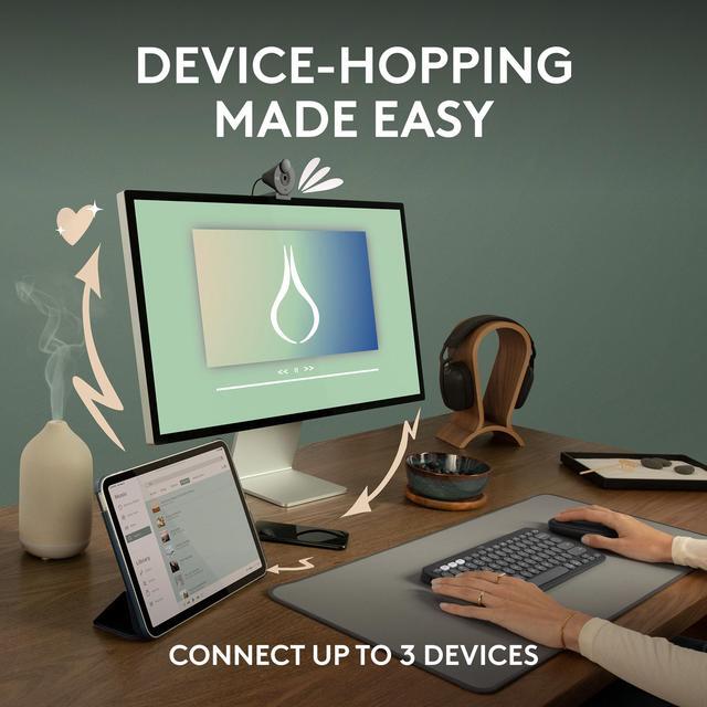 Alt view image 3 of 10 - Logitech Pebble 2 M350s Mouse, Slim, Compact design, Bluetooth® Wireless, Customizable button, Multi-device pairing - Tonal White