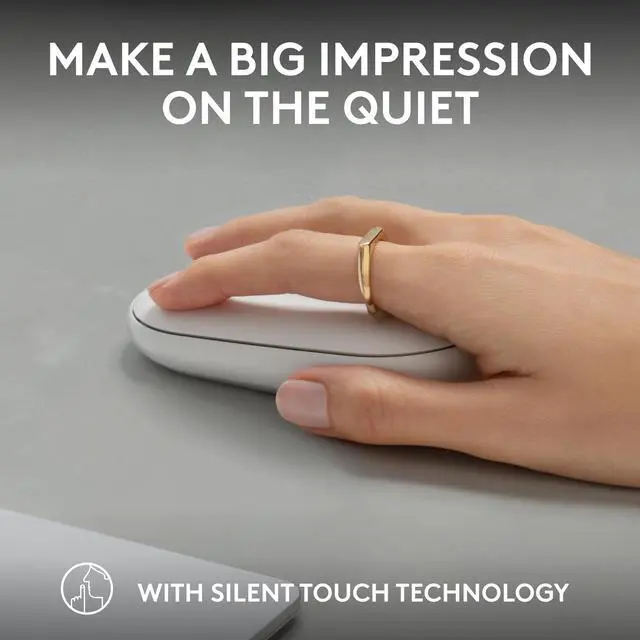 Alt view image 5 of 10 - Logitech Pebble 2 M350s Mouse, Slim, Compact design, Bluetooth® Wireless, Customizable button, Multi-device pairing - Tonal White