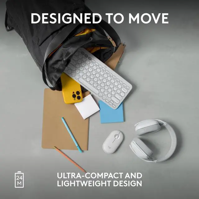 Alt view image 7 of 10 - Logitech Pebble 2 M350s Mouse, Slim, Compact design, Bluetooth® Wireless, Customizable button, Multi-device pairing - Tonal White