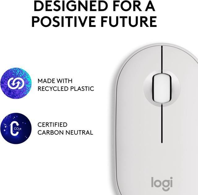 Alt view image 10 of 10 - Logitech Pebble 2 M350s Mouse, Slim, Compact design, Bluetooth® Wireless, Customizable button, Multi-device pairing - Tonal White