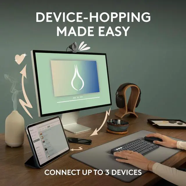 Alt view image 3 of 10 - Logitech Pebble 2 M350s Mouse, Slim, compact Bluetooth® Wireless, customizable button, Multi-device pairing, Tonal Rose