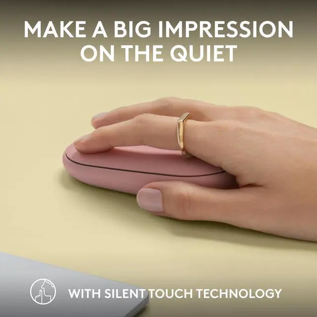 Alt view image 5 of 10 - Logitech Pebble 2 M350s Mouse, Slim, compact Bluetooth® Wireless, customizable button, Multi-device pairing, Tonal Rose