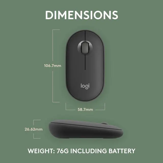 Alt view image 8 of 10 - Logitech Pebble 2 M350s Mouse, Slim, compact Bluetooth® Wireless, customizable button, Multi-device pairing, Black