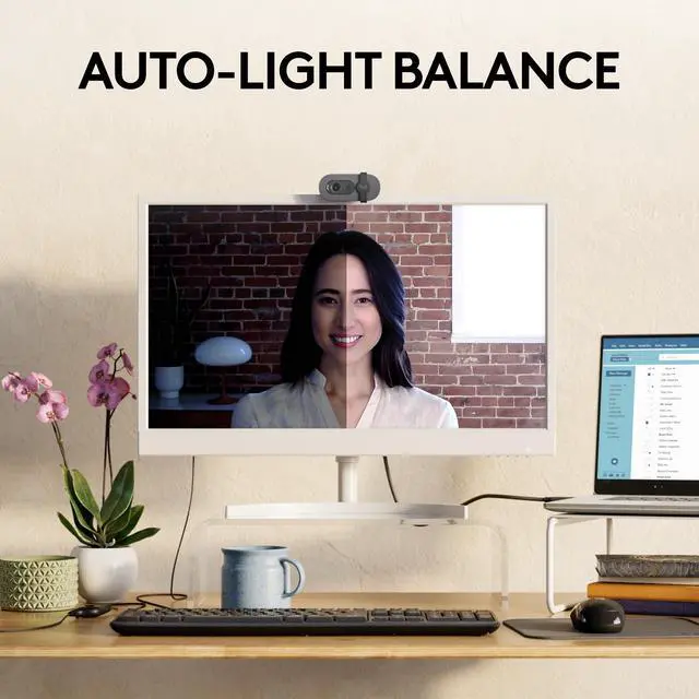 Alt view image 3 of 9 - Logitech Brio 100 Full HD Webcam for Meetings and Streaming, Auto-Light Balance, Built-In Mic, Privacy Shutter, USB-A, for Microsoft Teams, Google Meet, Zoom and More - Graphite