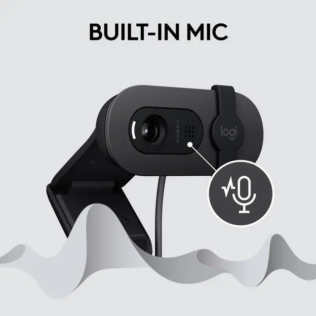 Alt view image 5 of 9 - Logitech Brio 100 Full HD Webcam for Meetings and Streaming, Auto-Light Balance, Built-In Mic, Privacy Shutter, USB-A, for Microsoft Teams, Google Meet, Zoom and More - Graphite