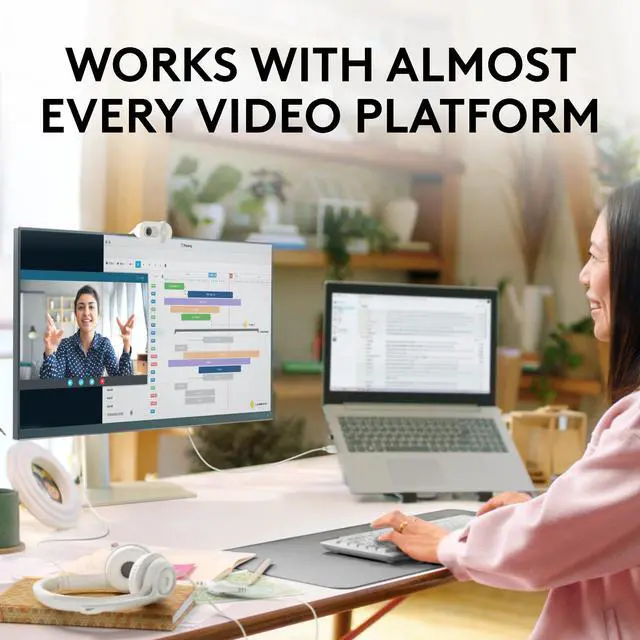 Alt view image 7 of 9 - Logitech Brio 100 Full HD Webcam for Meetings and Streaming, Auto-Light Balance, Built-In Mic, Privacy Shutter, USB-A, for Microsoft Teams, Google Meet, Zoom and More - Off White