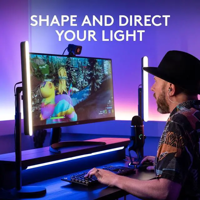 Alt view image 3 of 11 - Logitech G Litra Beam Premium LED Gaming Key Light with TrueSoft, Adjustable Desktop Mount, Brightness/Color Temp Settings, Desktop App Control for PC/Mac