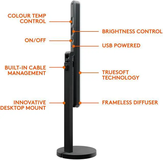 Alt view image 6 of 11 - Logitech G Litra Beam Premium LED Gaming Key Light with TrueSoft, Adjustable Desktop Mount, Brightness/Color Temp Settings, Desktop App Control for PC/Mac
