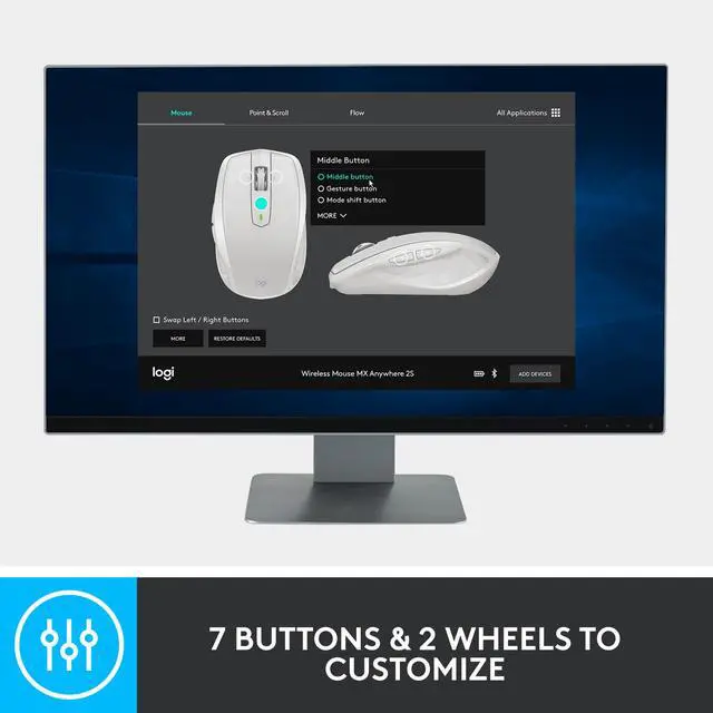 Alt view image 10 of 10 - Logitech MX Anywhere 2S Bluetooth Edition 910-007232 Bluetooth Wireless Mouse