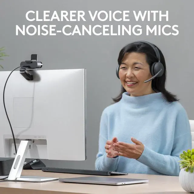 Alt view image 3 of 8 - Logitech Zone 950 Premium Noise Canceling Headset with Hybrid ANC, Bluetooth, USB-C, USB-A, Certified for Zoom, Google Meet, Google Voice, Fast Pair, Graphite