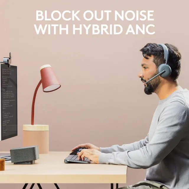 Alt view image 4 of 8 - Logitech Zone 950 Premium Noise Canceling Headset with Hybrid ANC, Bluetooth, USB-C, USB-A, Certified for Zoom, Google Meet, Google Voice, Fast Pair, Graphite