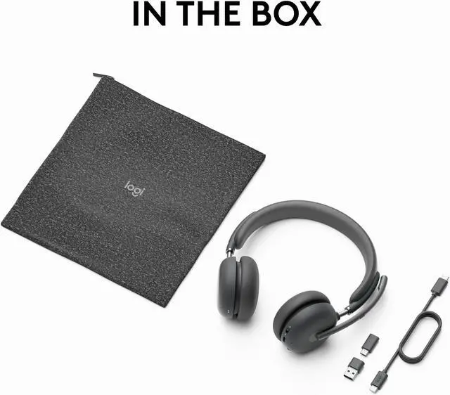 Alt view image 8 of 8 - Logitech Zone 950 Premium Noise Canceling Headset with Hybrid ANC, Bluetooth, USB-C, USB-A, Certified for Zoom, Google Meet, Google Voice, Fast Pair, Graphite
