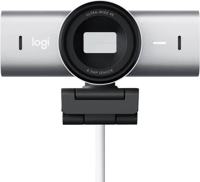 Alt view image 3 of 5 - Logitech MX Brio Ultra HD 4K Collaboration and Streaming Webcam, 1080p at 60 FPS, Dual Noise Reducing Mics,Show Mode, USB-C, Webcam Cover, Works with Microsoft Teams, Zoom, Google Meet - Pale Grey
