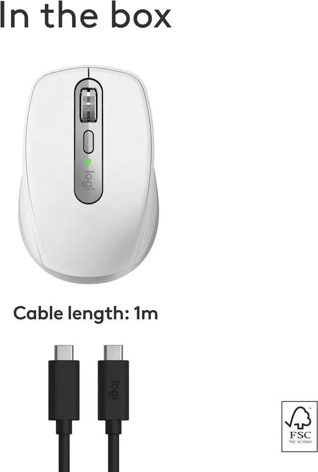 Alt view image 4 of 7 - Logitech MX Anywhere 3S for Mac, Compact Wireless Bluetooth Mouse, 8K DPI Any-Surface Tracking, Quiet Clicks, USB C, Wireless Mouse for MacBook Pro, MacBook Air, iMac, iPad - Pale Grey