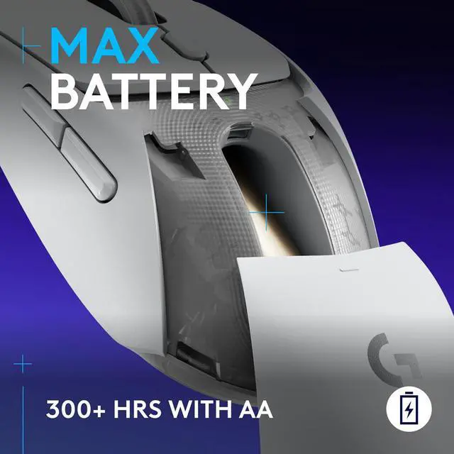 Alt view image 6 of 9 - Logitech G309 LIGHTSPEED Wireless Gaming Mouse, Lightweight, LIGHTFORCE Hybrid Switches, HERO 25K Sensor, 300+ Hour Battery Life With AA Battery, 6 Programmable Buttons, PC & Mac - White