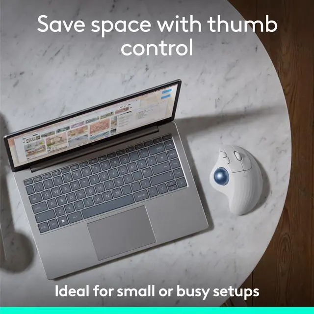 Alt view image 8 of 9 - Logitech ERGO M575s Off-White Wireless TrackBall Wireless Trackball (Off-white+Blue Ball)
