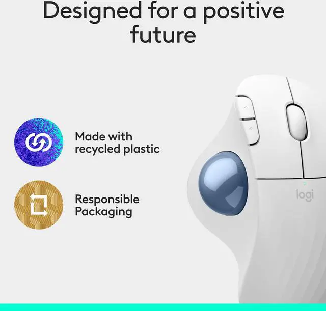 Alt view image 9 of 9 - Logitech ERGO M575s Off-White Wireless TrackBall Wireless Trackball (Off-white+Blue Ball)