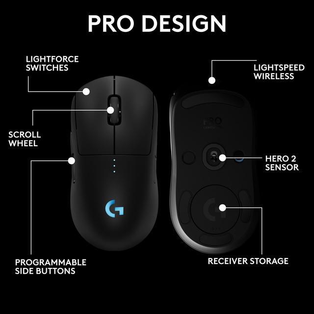Alt view image 8 of 8 - Logitech G PRO 2 LIGHTSPEED Wireless Gaming Mouse, Right- or Left-Handed Mouse with up to 4 Customizable and Switchable Magnetic Side Buttons, 44K DPI Sensor, USB-C Charging, for PC/Mac
