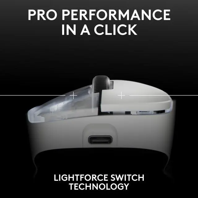 Alt view image 5 of 8 - Logitech PRO X SUPERLIGHT 2 DEX Wireless Gaming Mouse, Lightweight 60g Pro-grade Right-handed Mouse with 44L DPI Sensor and Up to 8k Hz Polling for PC/Mac – White