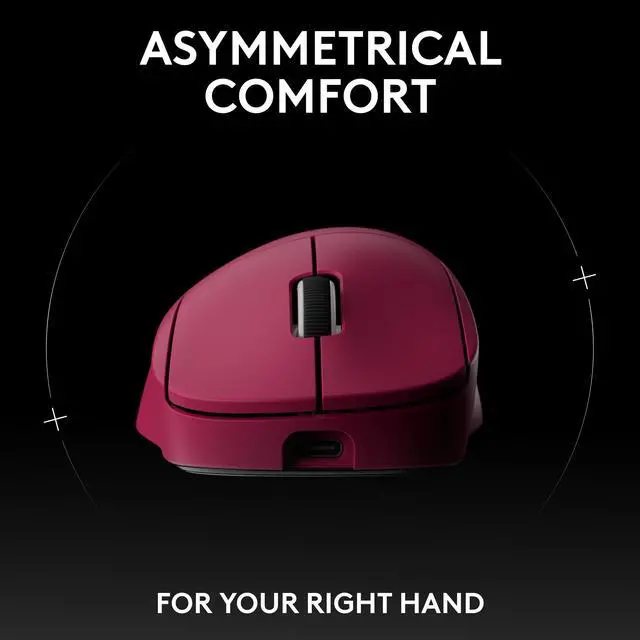 Alt view image 2 of 8 - Logitech PRO X SUPERLIGHT 2 DEX Wireless Gaming Mouse, Lightweight 60g Pro-grade Right-handed Mouse with 44L DPI Sensor and Up to 8k Hz Polling for PC/Mac – Magneta