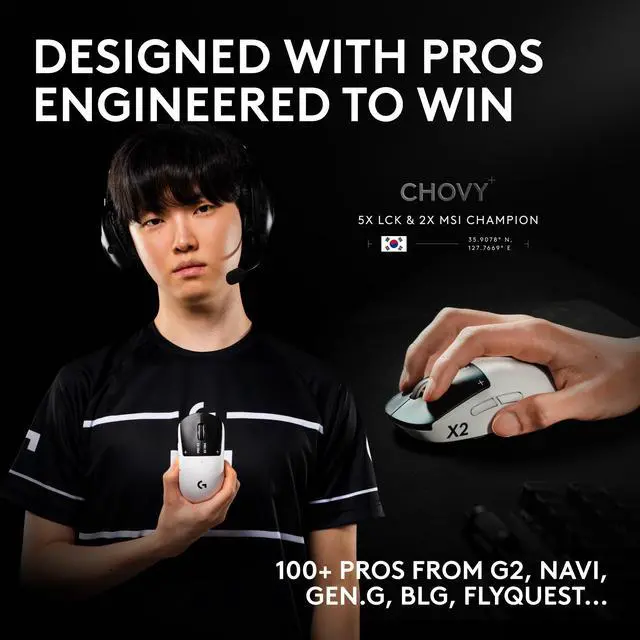 Alt view image 8 of 19 - Logitech PRO X2 SUPERSTRIKE LIGHTSPEED Wireless Gaming Mouse, Ultra-Fast Performance, Ultra Lightweight (61 g), Customizable Click Haptics, USB-C charging, for PC/Mac/Laptop