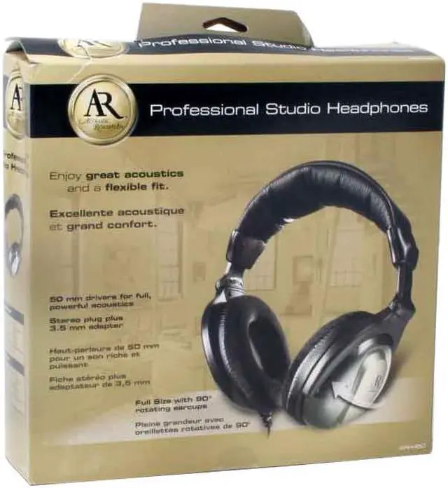 Alt view image 4 of 4 - Acoustic Research ARH450 3.5mm/ 6.3mm Connector Circumaural Closed-Back Monitor Professional Studio Headphones