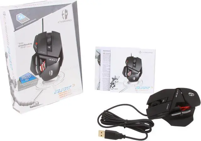 Alt view image 6 of 6 - Cyborg R.A.T. 3 CCB4370300B2/04/1 Black 1 x Wheel USB Wired Optical Gaming Mouse
