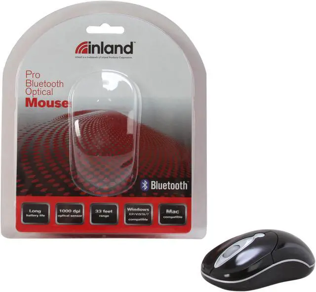 Alt view image 5 of 5 - inland 7347 Black 3 Buttons 1 x Wheel Bluetooth Bluetooth Wireless Optical Mouse