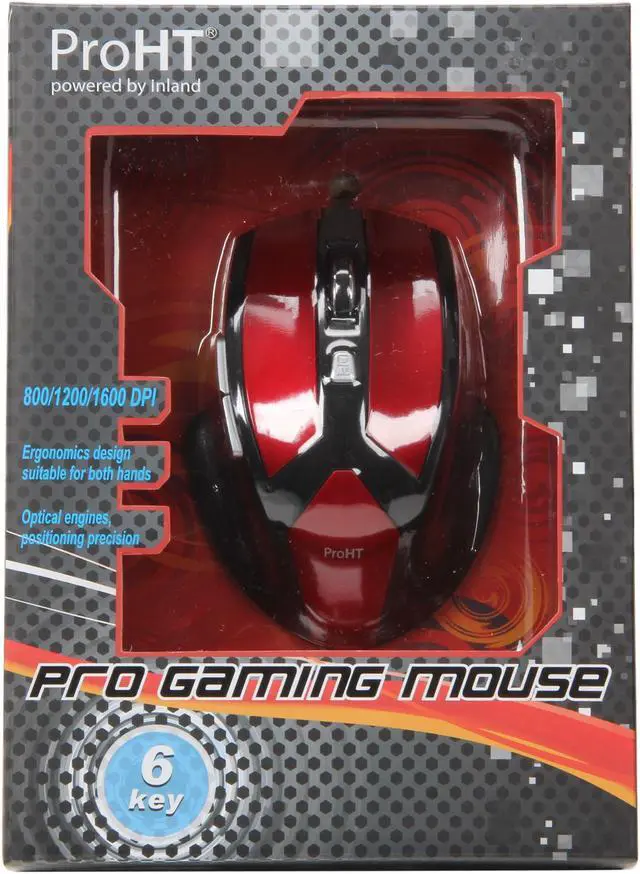 Alt view image 6 of 6 - inland 07241 Red 6 Buttons 1 x Wheel USB 2.0 Wired Optical Gaming Mouse