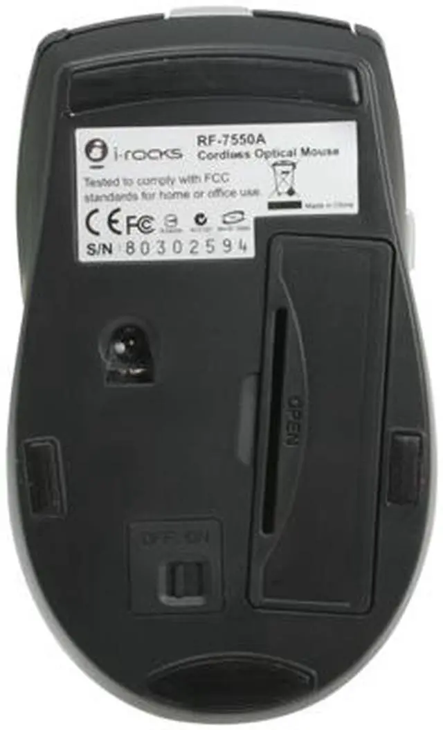 Alt view image 6 of 7 - i-rocks RF-7550A-BK Black 5 Buttons 1 x Wheel RF 2.4 GHz Optical Mouse w/ Travel Pouch